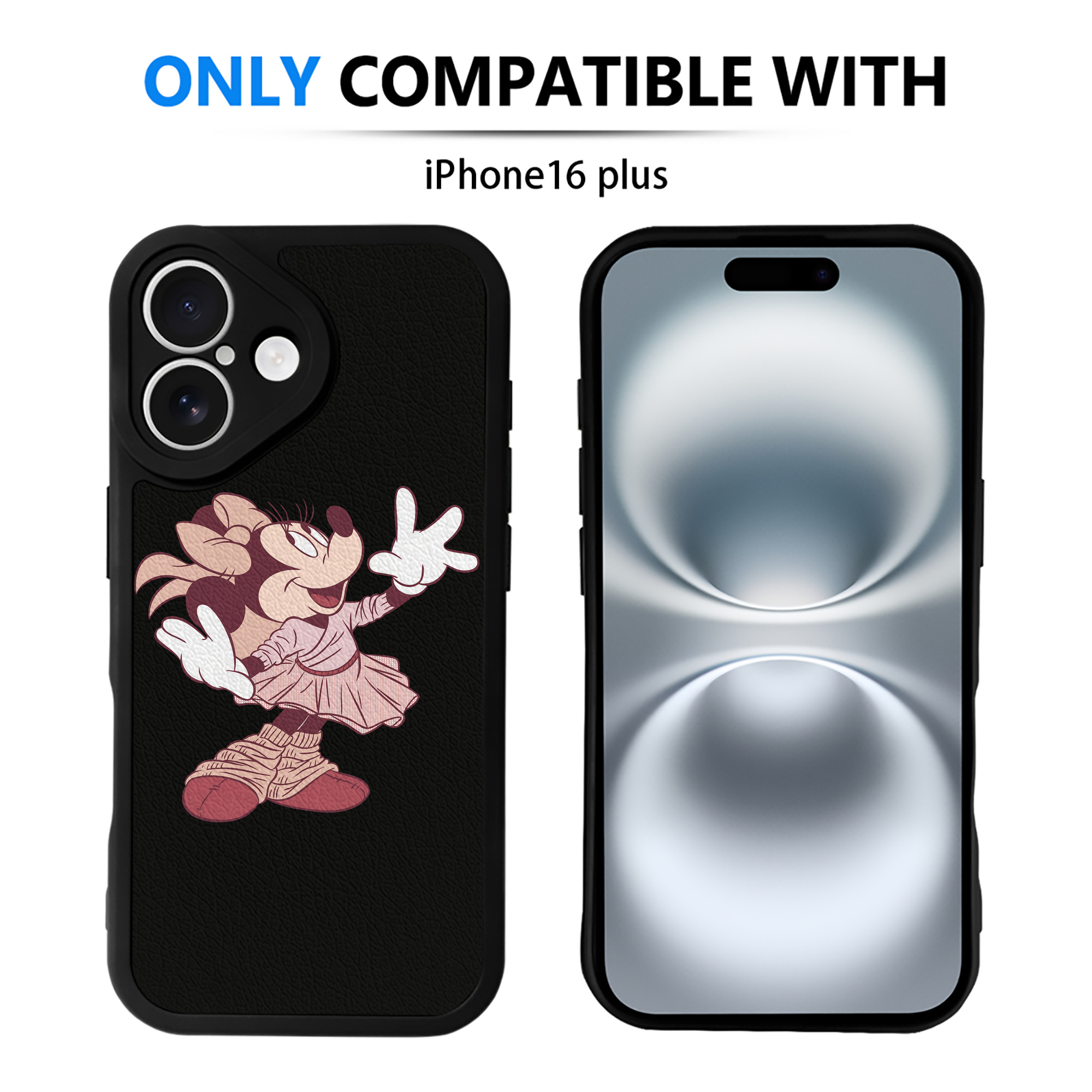 （画像用） ミッキーマウス Mickey Mouse 【iPhone 16シリーズ対応】シリコンスマホケース（レザー調） 材質：シリコン